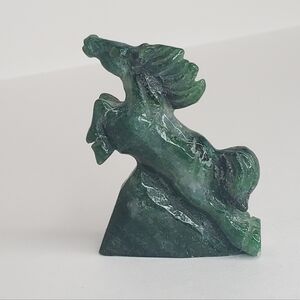 Green Stone, " Rearing Horse " Sculpture Figurine - 2.75" X 2"